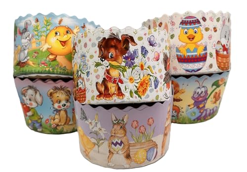 10er Set Osterbrot Back Papier Einwegbackform Osterkuchen Kulitsch D11cm / 500ml von Gorokhova, Irina