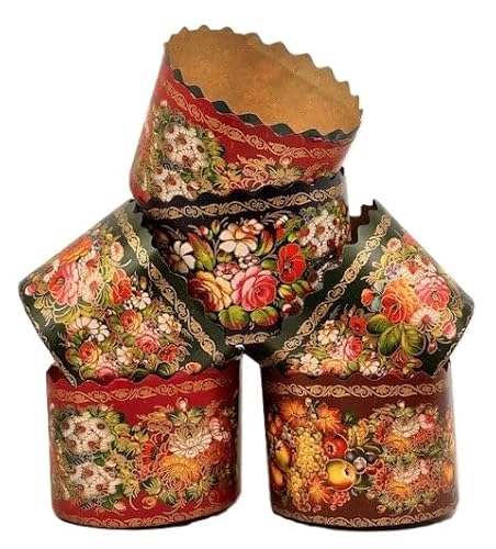 10er Set Osterbrot Back Papier Einwegbackform Osterkuchen Kulitsch Zchostov Motiv D11cm / 500ml von Gorokhova, Irina