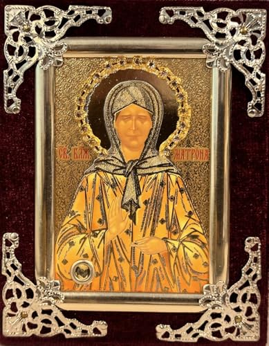 Gorokhova, Irina Ikone Matrona mit Goldprägung Holz in Samt, 11x9 см von Gorokhova, Irina