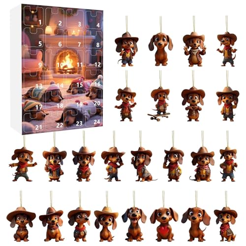 Dackel Adventskalender 2025 Mit 24 Türchen - Niedlicher Weihnachtskalender Mit 2D Figuren, Lustiger Countdown-Kalender Für Kinder & Erwachsene Als Geschenkidee von driattie