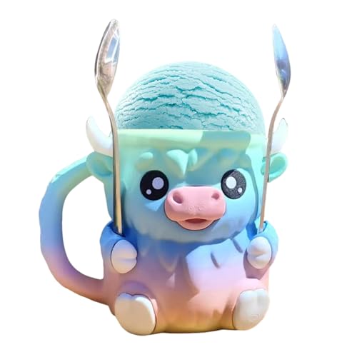 Eisbecherhalter Mit Hochlandrind Motiv, Tier Kuh Eiscreme Behälter Halter, Kühe Eisbecherhüllen Mit Löffelgriff, Lustiger Deko-Becher Für Kinder, Küche, Bier, Zuhause, Partner, Frauen, Freunde von driattie