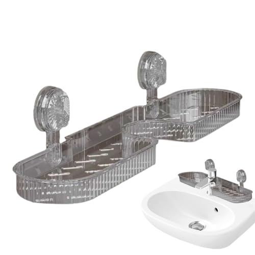 driattie Duschregal mit Saugnapf, wiederverwendbarer Saugnapf, Duschregal, rutschfester Halter, multifunktionales Zubehör, rostfreies Design für Küche, Hotel, Zuhause, Badezimmer, Schlafzimmer von driattie