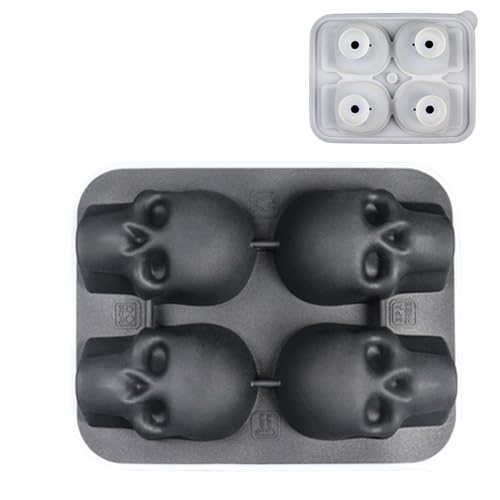 driattie Eiswürfelformen | 3D Schädel Eiswürfelbehälter - Gefrierbehälter Mit 4 Fächern Für Kaffee Tee Cocktails Familienfeiern Picknick Camping von driattie