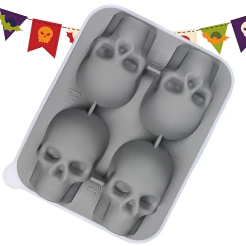 driattie Eiswürfelformen Für Gefrierschrank,3D Schädel Eiswürfelbehälter | Gefrierbehälter Mit 4 Fächern Für Kaffee Tee Cocktails Familienfeiern Picknick Camping von driattie