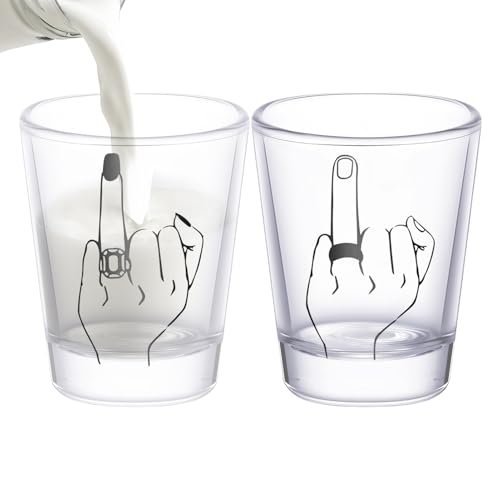 driattie Hochzeitsweingläser Für Und Bräutigam | Junggesellinnenabschied Ringfinger-Design Humorvolle Whiskygläser,Hochtransparente Getränkebehälter Für Partys Weihnachten Grillabend von driattie