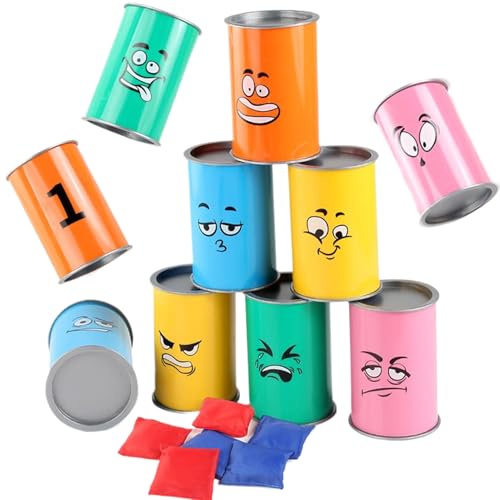 driattie Umwerfspiel Dosen Spielset - Lustiges Gesicht Kinderspiel Mit LED Licht Für Kinderparty - Gesellschaftsspiel Für Halloween Herbst Thanksgiving Gartenfest von driattie