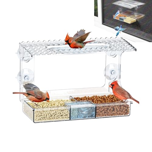 driattie Vogelfutterhaus Für,Klare Vogelfutterstation Mit Klarer Sicht Für Außen - Transparent Wasserdicht Mit Saugnapf Außendekor Für Garten von driattie