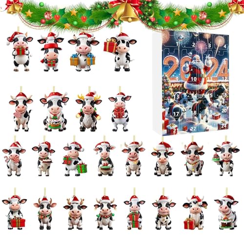 driattie Weihnachtsornament Adventskalender | 24 Türchen Hängbare Kuh Deko Countdown Kalender - 2D Acryl Festtagsanhänger für Lehrer Gemeindemitglieder Familienbindung Klassenraum Jugendliche driattie Weihnachtsornament Adventskalender | 24 Türchen Hängbare Kuh Deko Countdown Kalender - 2D Acryl Festtagsanhänger für Lehrer Gemeindemitglieder Familienbindung Klassenraum Jugendliche von driattie