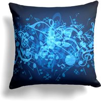 Glowing Blue Musiknotizen/Benutzerdefinierte Dekorative Wohndekor Innen Oder Außen Kissenbezug Plus Kissen Für Sofa, Bett Couch von driipify