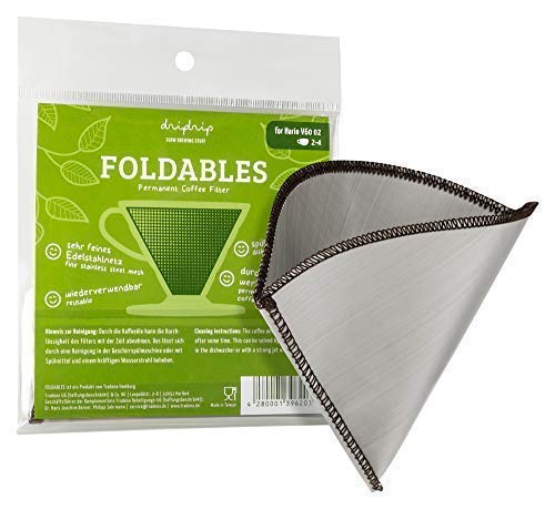 FOLDABLES Dauerfilter für Pour Over Kaffee aus feinem Edelstahlnetz (für Hario 02, 1-4 Tassen) von dripdrip