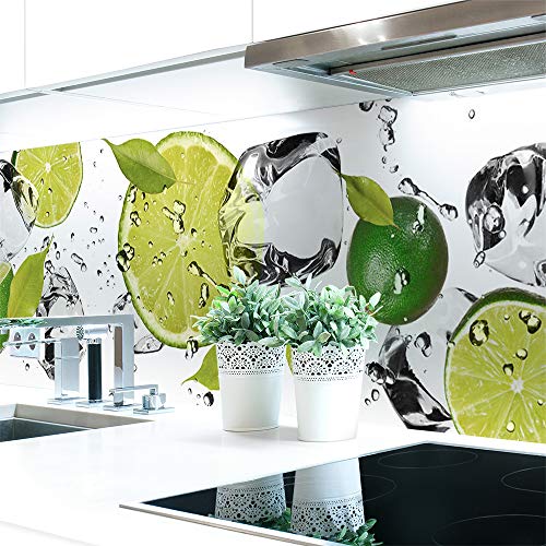 Küchenrückwand Limetten Eiswasser Premium Hart-PVC 0,4 mm selbstklebend - Direkt auf die Fliesen, Größe:160 x 51 cm von DRUCK-EXPERT