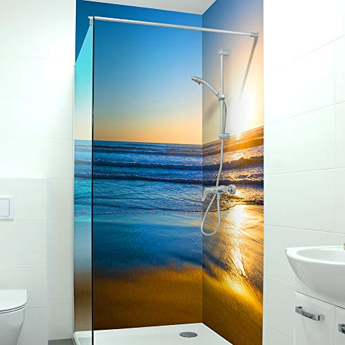 DRUCK-EXPERT Premium Duschrückwand 0,4 mm selbstklebendes Hart-PVC, Größe:2 x B 103 x H 240 cm Hochformat, Muster:Abendstimmung Meer DRUCK-EXPERT Premium Duschrückwand 0,4 mm selbstklebendes Hart-PVC, Größe:2 x B 103 x H 240 cm Hochformat, Muster:Abendstimmung Meer von DRUCK-EXPERT