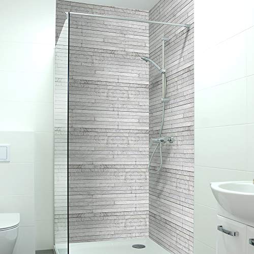 DRUCK-EXPERT Premium Duschrückwand 0,4 mm selbstklebendes Hart-PVC, Größe:2 x B 103 x H 240 cm Hochformat, Muster:Steinschichten grau DRUCK-EXPERT Premium Duschrückwand 0,4 mm selbstklebendes Hart-PVC, Größe:2 x B 103 x H 240 cm Hochformat, Muster:Steinschichten grau von DRUCK-EXPERT