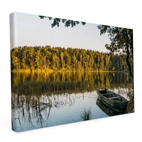 Keilrahmen bedruckt, Wandbild auf Künstler Leinwand, matter Kunstdruck, Stabiler Holzrahmen mit kratzfestem 280g Canvas bespannt, Motive zum Thema Natur (120x80cm - Am See) von druck.de