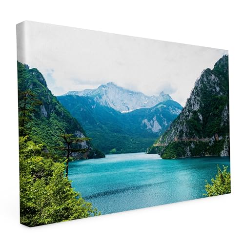 Keilrahmen bedruckt, Wandbild auf Künstler Leinwand, matter Kunstdruck, Stabiler Holzrahmen mit kratzfestem 280g Canvas bespannt, Motive zum Thema Natur (120x80cm - Bergsee) von druck.de