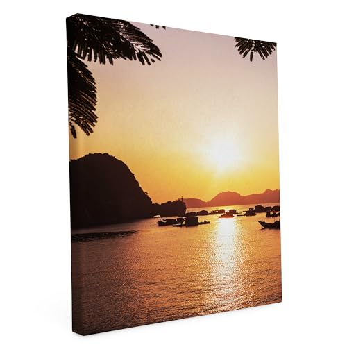 Keilrahmen bedruckt, Wandbild auf Künstler Leinwand, matter Kunstdruck, Stabiler Holzrahmen mit kratzfestem 280g Canvas bespannt, Motive zum Thema Natur (30x40cm - Halong Bay) von druck.de