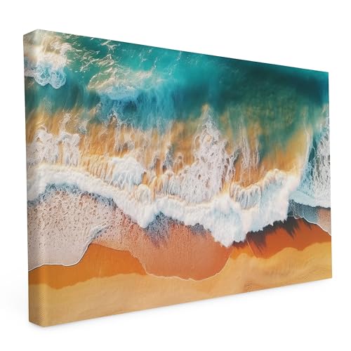 Keilrahmen bedruckt, Wandbild auf Künstler Leinwand, matter Kunstdruck, Stabiler Holzrahmen mit kratzfestem 280g Canvas bespannt, Motive zum Thema Natur (40x30cm - Wellenrauschen) von druck.de