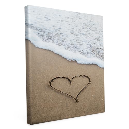 Keilrahmen bedruckt, Wandbild auf Künstler Leinwand, matter Kunstdruck, Stabiler Holzrahmen mit kratzfestem 280g Canvas bespannt, Motive zum Thema Natur (40x60cm - Herz am Strand) von druck.de