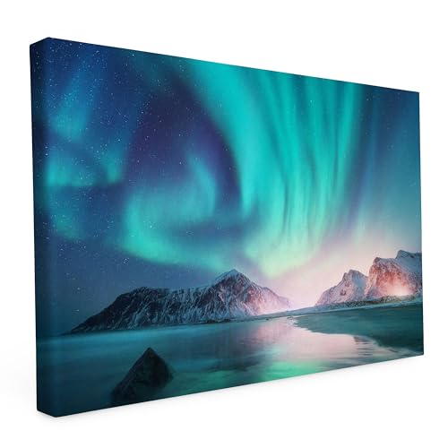 Keilrahmen bedruckt, Wandbild auf Künstler Leinwand, matter Kunstdruck, Stabiler Holzrahmen mit kratzfestem 280g Canvas bespannt, Motive zum Thema Natur (60x40cm - Aurora Borealis) von druck.de