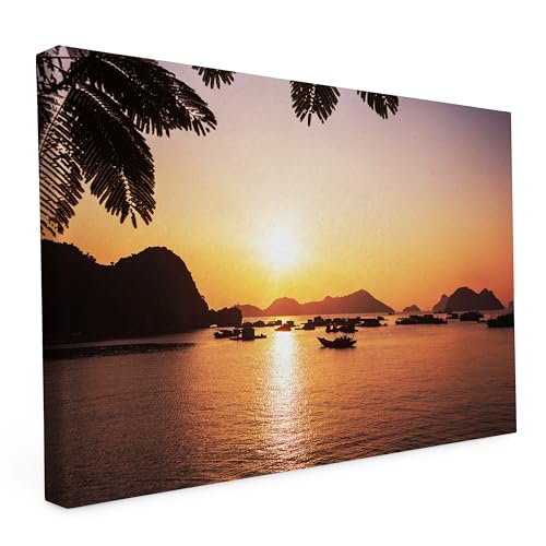 Keilrahmen bedruckt, Wandbild auf Künstler Leinwand, matter Kunstdruck, Stabiler Holzrahmen mit kratzfestem 280g Canvas bespannt, Motive zum Thema Natur (60x40cm - Halong Bay) von druck.de