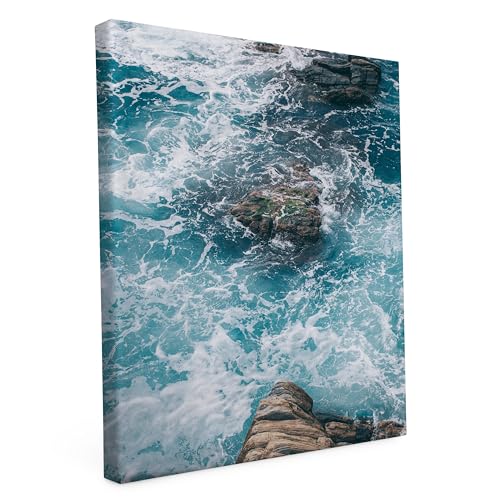 Keilrahmen bedruckt, Wandbild auf Künstler Leinwand, matter Kunstdruck, Stabiler Holzrahmen mit kratzfestem 280g Canvas bespannt, Motive zum Thema Natur (60x90cm - Reißende Wellen) von druck.de
