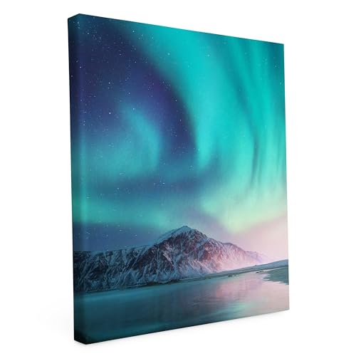 Keilrahmen bedruckt, Wandbild auf Künstler Leinwand, matter Kunstdruck, Stabiler Holzrahmen mit kratzfestem 280g Canvas bespannt, Motive zum Thema Natur (60x90cm - Aurora Borealis) von druck.de