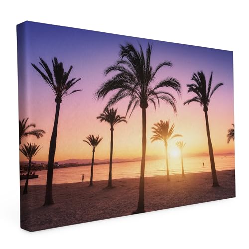 Keilrahmen bedruckt, Wandbild auf Künstler Leinwand, matter Kunstdruck, Stabiler Holzrahmen mit kratzfestem 280g Canvas bespannt, Motive zum Thema Natur (90x60cm - Palmen in Mallorca) von druck.de