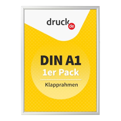 druck.de 1 Klapprahmen A1 für Plakate, Hinweisschilder, Werbung | Aluminiumrahmen mit 2 cm Slim-Profil | geeignet für Wandmontage | Durchsichtiger Plastikschutz schützt Ihr Poster (1 Stück, A1) von druck.de