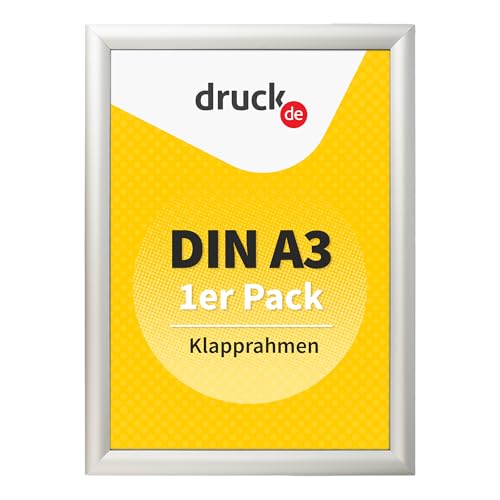 druck.de 1 Klapprahmen A3 für Plakate, Hinweisschilder, Werbung | Aluminiumrahmen mit 2 cm Slim-Profil | geeignet für Wandmontage | Durchsichtiger Plastikschutz schützt Ihr Poster (1 Stück, A3) von druck.de