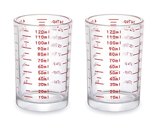 DS. DISTINCTIVE STYLE 120 Milliliter Messbecher 2 Stück Schnapsglas Messbecher mit 4 Arten von Messskala für kleine Menge Flüssigkeit (120 ml) von ds. distinctive style