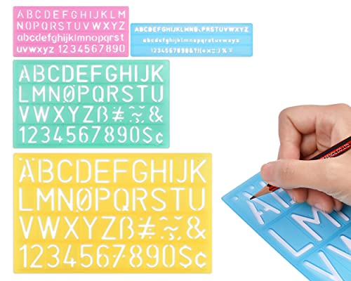 DS. DISTINCTIVE STYLE Alphabet Schablonen Set von 4 Kunststoff Buchstaben Schablone Verschiedene Größen Zahlenlineal zum Lernen, Malen, Scrapbooking von ds. distinctive style