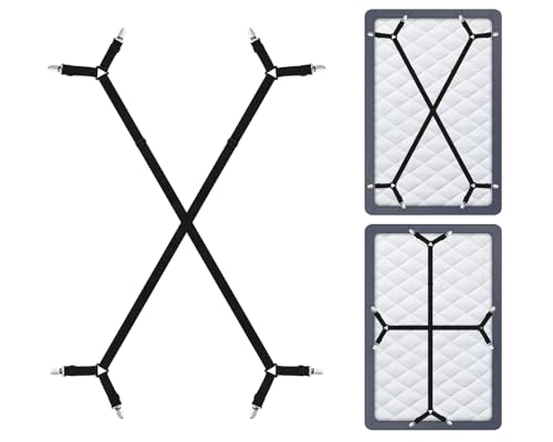 ds. distinctive style Bettlakenspanner 2 Stück Matratzen-Spannbettlaken-Haltegurte für Queen/King-Size-Betten, Twin XL Verstellbare elastische Bänder und Eckenclips von ds. distinctive style