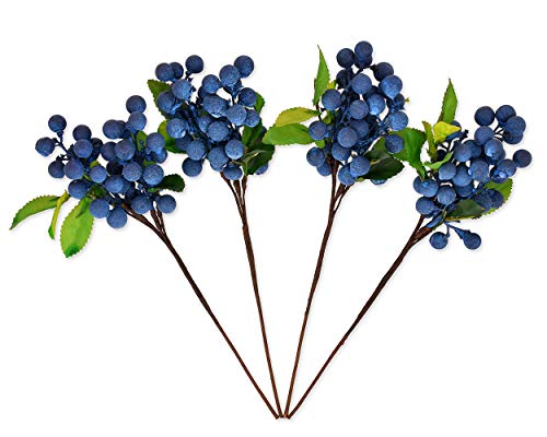 ds. Distinctive Style kiinstliche heidelbeeren, 4 Stück, lebensechte künstliche Obstbeeren, künstliche Blumen für die Dekoration (blau) von ds. distinctive style