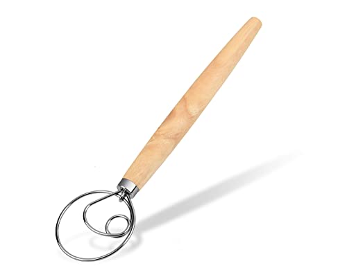 ds. distinctive style Dänischer Teigbesen 33 cm Edelstahl 304 Holländischer Brotbesen Sauerteigrührstab mit Holzgriff von ds. distinctive style