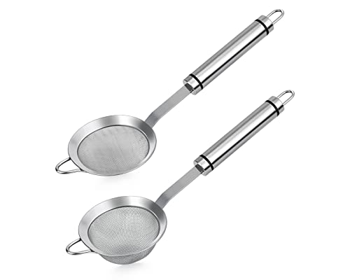 ds. distinctive style Feinmaschiges Sieb 304 Edelstahl 3-Inch Küchensieb Feinmaschiges Cocktailsieb 2er-Set Handsieb mit Griff, auch zum Sieben von Zucker, Mehl, Gewürzen und Kräutern von ds. distinctive style