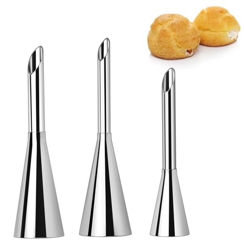 ds. distinctive style Large Cream Icing Piping Nozzle Tips 3 Pieces Professional Stainless Steel Puff Nozzle for Decorating Cake and Filling Pastry von ds. distinctive style