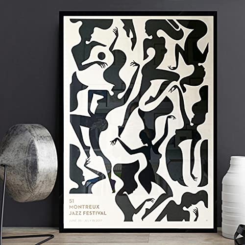 Abstract Dancing Woman Canvas Print Poster Black and White Art Prints Nordic Style Wall Art Picture For Living Room Decor 50x70cm Frameless von dsdsgog