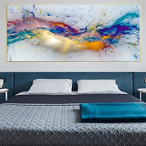 Bunte Wolken Abstrakte Malerei Think Independence Wandbilder für Wohnzimmer Leinwand Moderne Kunst Poster und Drucke 80x200cm Rahmenlos von dsdsgog