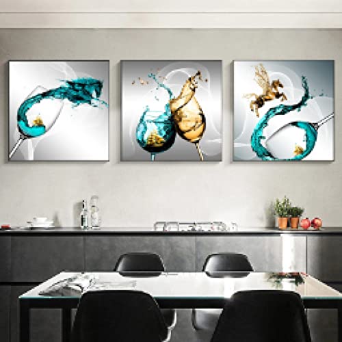 Leinwandbild, lustiges blaues Weinglas, Segelboot, Wandbild, Poster und Drucke, Wandkunst, Bild für Wohnzimmer, Küche, Wohnkultur, 30 x 30 cm x 3 Rahmenlos von dsdsgog
