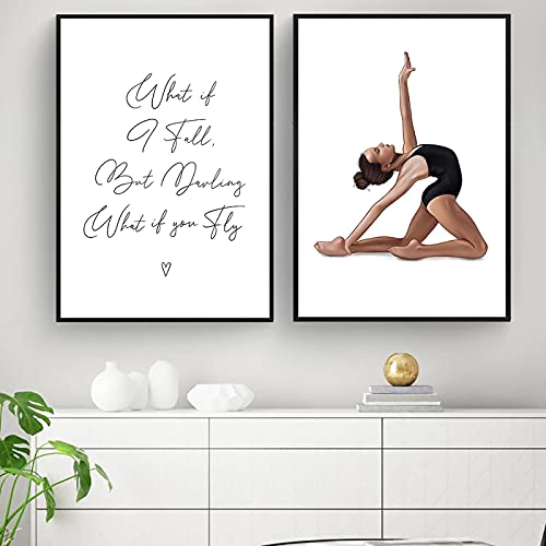 dsdsgog Abstrakte Gymnastik Sport Mädchen Poster und Drucke Zitat Leinwand Malerei Nordic Wandkunst Bilder Turner Zimmer Gym Dekor 40x50cmx2 Rahmenlos von dsdsgog