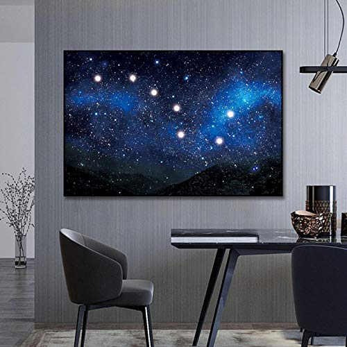 dsdsgog Abstrakte Sternenhimmel Leinwanddrucke und Poster Blaue Nachtansicht Wandkunst Leinwand Malerei Bilder Wohnzimmer Home Wall Decor 40x60cm Rahmenlos von dsdsgog