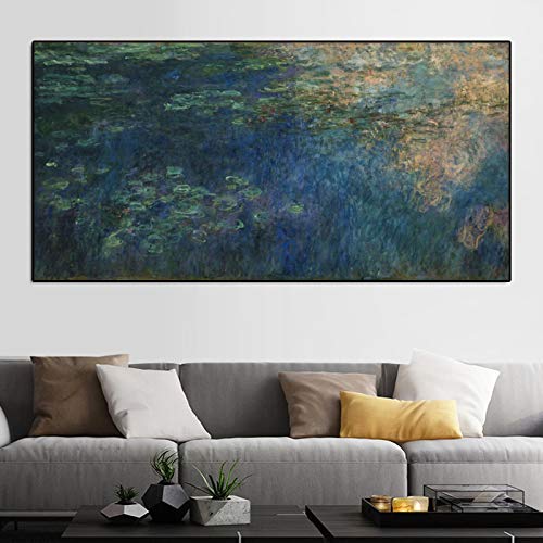 dsdsgog Monet Seerose Teich Landschaftsgemälde Impression Leinwand Malerei Wandkunst Bilder Poster und Drucke Home Wall Decor 30x60cm Rahmenlos von dsdsgog