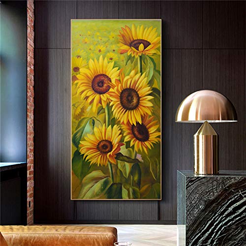 dsdsgog Sonnenblume Wandkunst Bilder Moderne Große Größe Wandbilder Für Wohnzimmer Dekoration Leinwand Malerei Poster und Drucke 90x180 cm Rahmenlos von dsdsgog