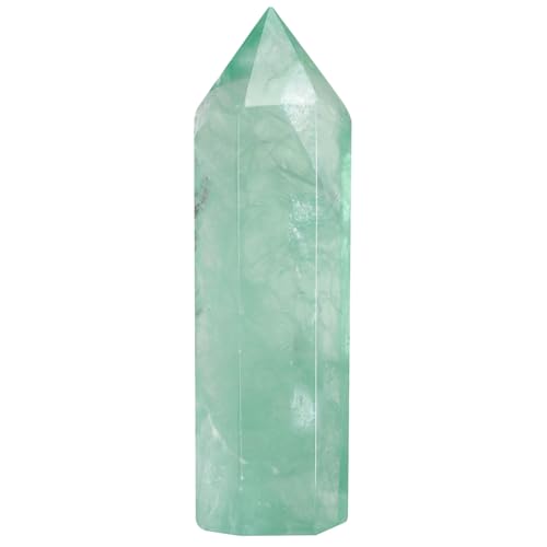 dssmboom Heilstein Hexagonaler Kristallpunkt für Chakra-Ausgleich, Fluorit Facettierter Einspitziger Kristallstab für Wicca und Reiki-Heilung, 70-80 mm von dssmboom