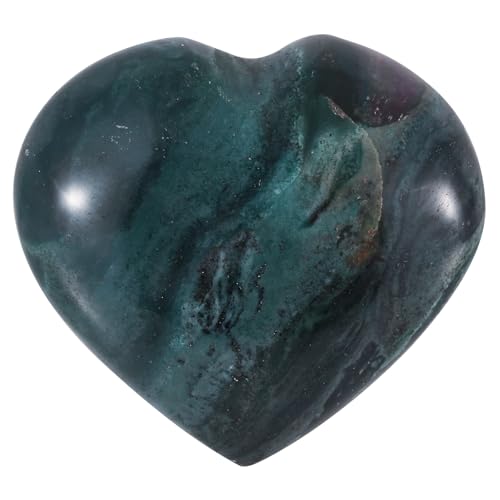 dssmboom Natürlicher Ozean-Achat Kristall Herz Sorgen Stein zum Valentinstag, polierter Ozean-Achat Liebesherz Stein für Chakra-Balancing Meditation Heimdekoration, 61-70 mm von dssmboom