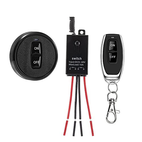 dstfuy 12v funkschalter mit fernbedienung, kabelloser Lichtschalter DC 5V/12V/24V/48/10A Mini Relais Wireless Lichtschalter Fernbedienung 328FT Langstrecken.(new) von dstfuy