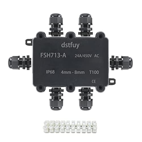 dstfuy Power Abzweigdose, ABS IP68 wasserdichtes gehäuse. Mit 24 A Barrier Terminals Elektrischer Anschluss Projektbox für 4–8 mm Durchmesser Draht (FSH713-A) von dstfuy