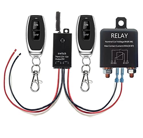 dstfuy batterietrennschalter 12v auto fernbedienung, DC12V 200A Kill Schalter für Auto mit elektromagnetischem Magnetventil Terminal für Auto, LKW, Boot, Wohnmobile, Anti-Diebstahl. von dstfuy