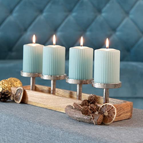 Adventskranz Holz Advent Kerzenhalter länglich modern Kerzenständer 4 Stumpenkerzen Adventskranz Weihnachtsdeko Fenster Holz Adventsschale Kerzenleuchter Ohne Dorn Kerzentablett Adventsgesteck Lang von dszapaci