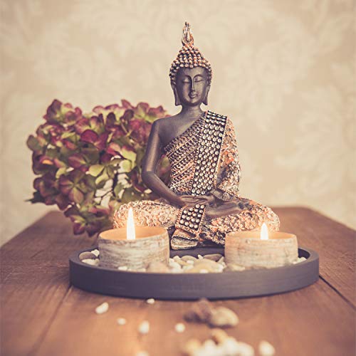 Dszapaci Buddha Sitzend mit Teelicht 22cm Deko-Statue für Wohnzimmer oder Bad Zen-Garten Deko-Figur Teelichthalter orientalisch (Nr. 1) von Dszapaci